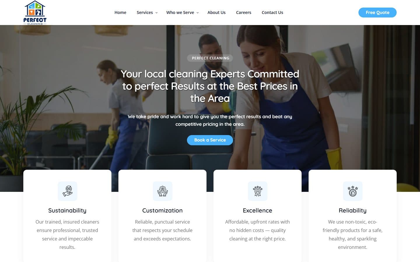 Perfect Cleaning NJ services homepage