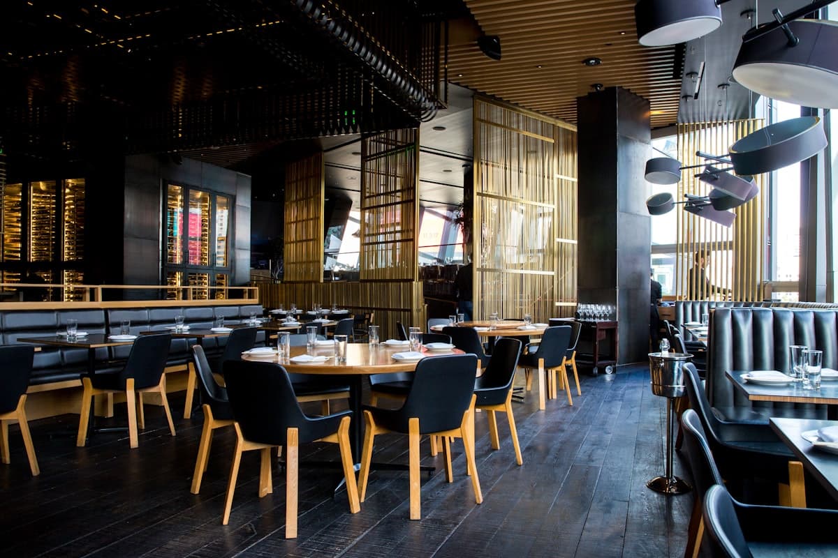 Elegant restaurant interior with warm lighting